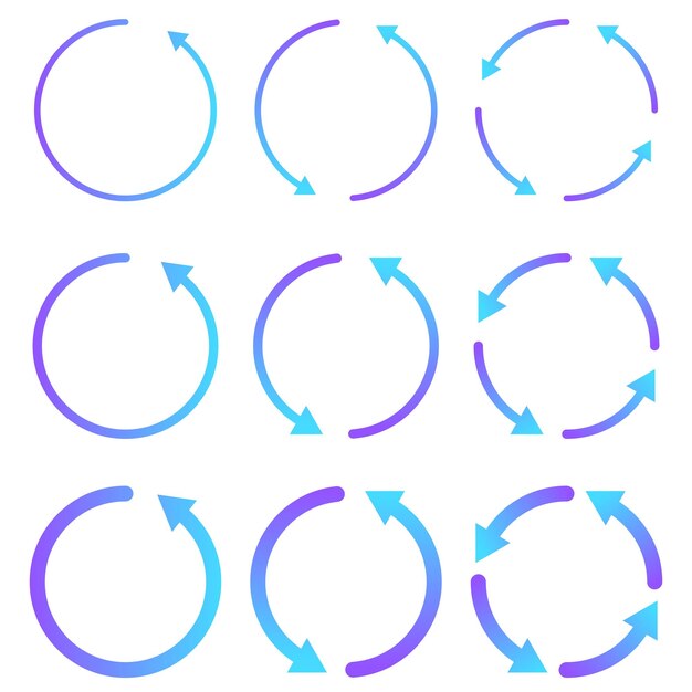 Conjunto de flechas de sincronización de Doodle Color degradado