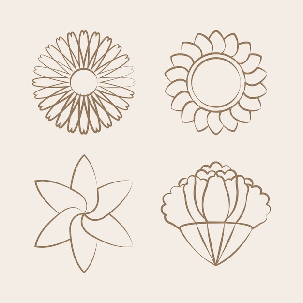 Vector gratuito conjunto de flor floreciente dibujo diseño vectorial