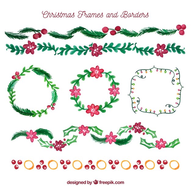 Conjunto floral de marco de navidad