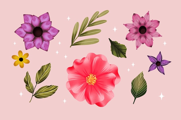 Vector gratuito conjunto de flores de acuarela pintadas a mano