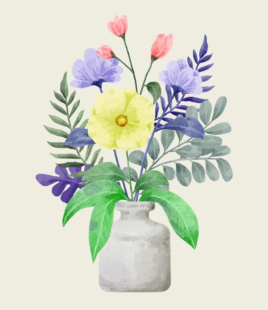 conjunto de flores de acuarela.