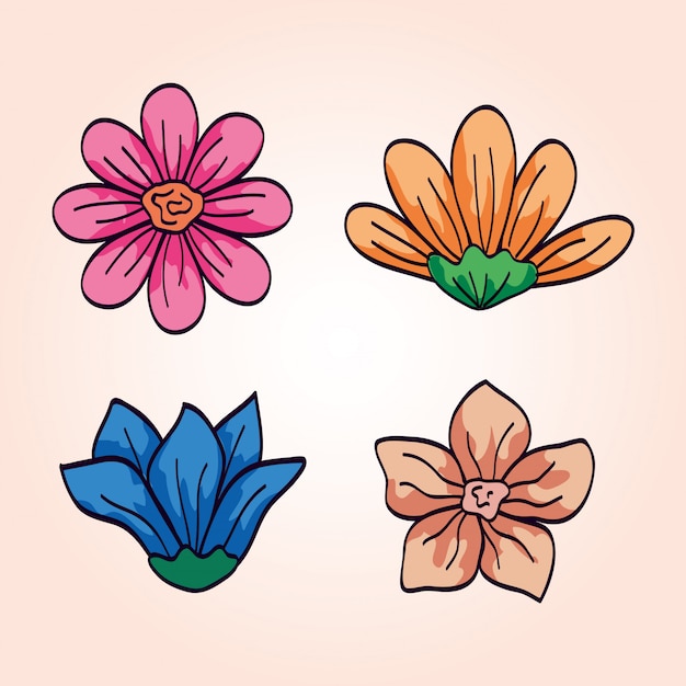 Conjunto de flores lindas naturales