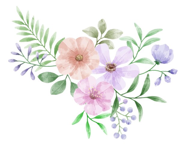 Un conjunto de flores pintadas con acuarelas para acompañar diversas tarjetas y tarjetas de felicitación.