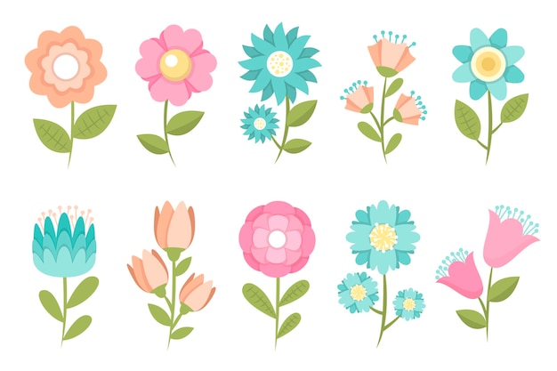 Conjunto de flores de primavera