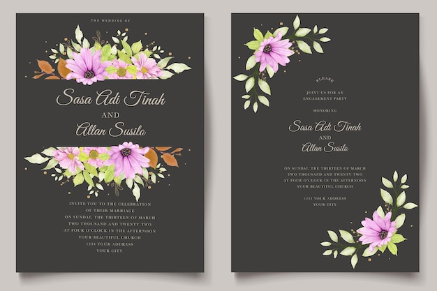 Vector gratuito un conjunto de folletos florales para la boda de la semana