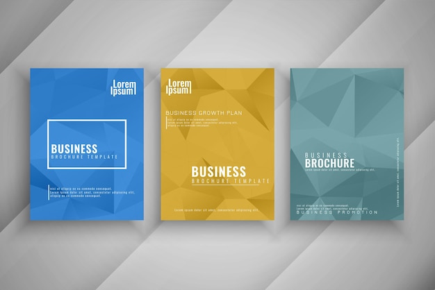 Vector gratuito conjunto de folletos de negocios de estilo polígono abstracto