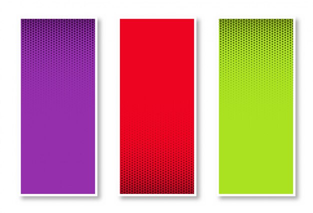 Conjunto de fondo de banner vertical de semitono en tres colores hermoso diseño