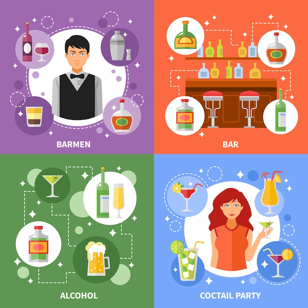 Vector gratuito conjunto de fondo bar concepto