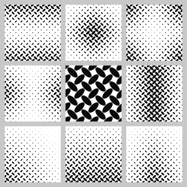 Conjunto de fondo blanco y negro del modelo de la elipse