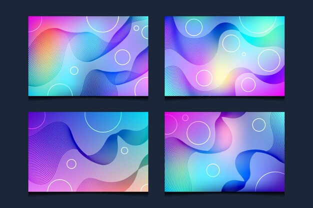 Conjunto de fondo degradado con línea abstracta