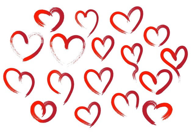Conjunto de fondo de diferentes corazones rojos