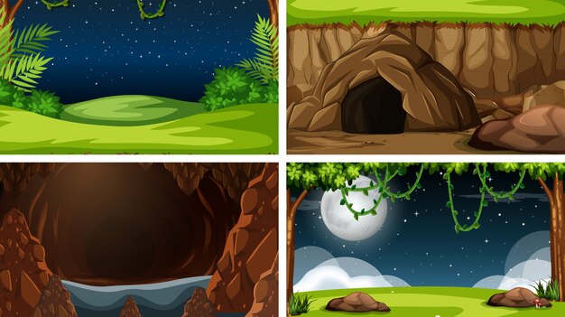 Conjunto de fondo de paisaje de naturaleza