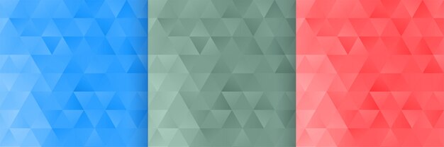 Conjunto de fondo de patrón de forma de triángulo de tres