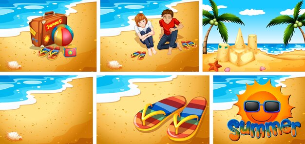 Conjunto de fondo de playa de arena