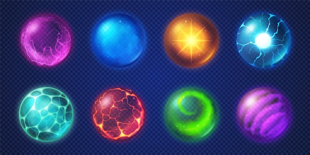 Conjunto de fondo transparente de bolas de cristal mágicas