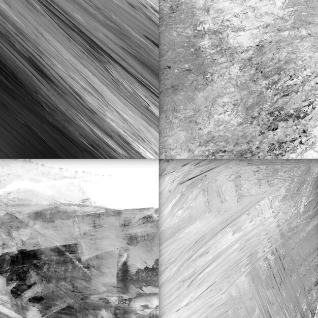 Conjunto de fondos abstractos acrílicos, blanco y negro.