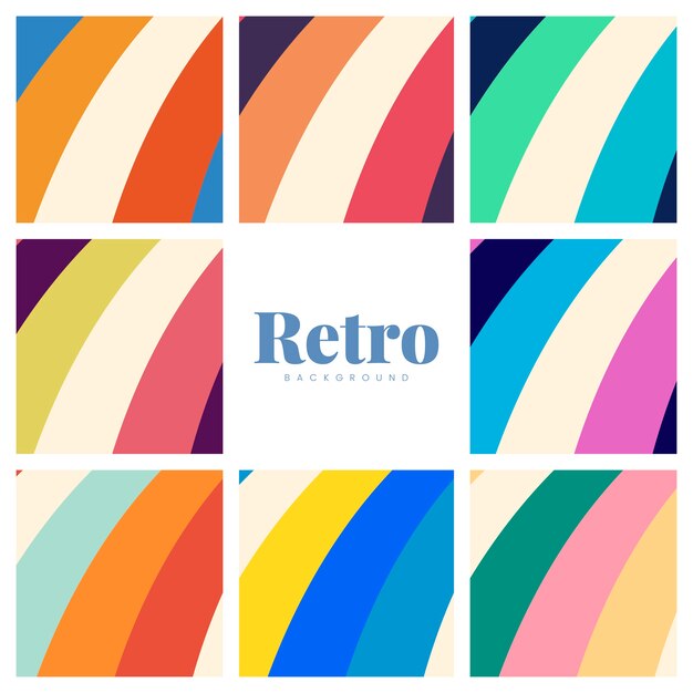 Conjunto de fondos de impresión retro coloridos