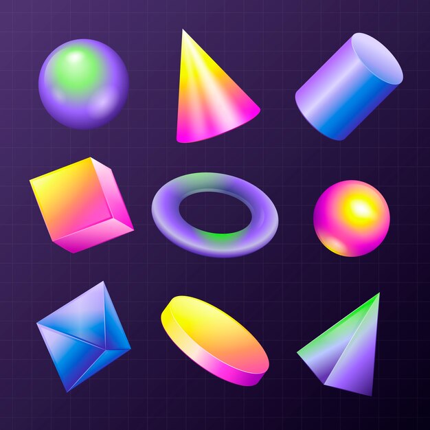 Conjunto de formas abstractas 3d