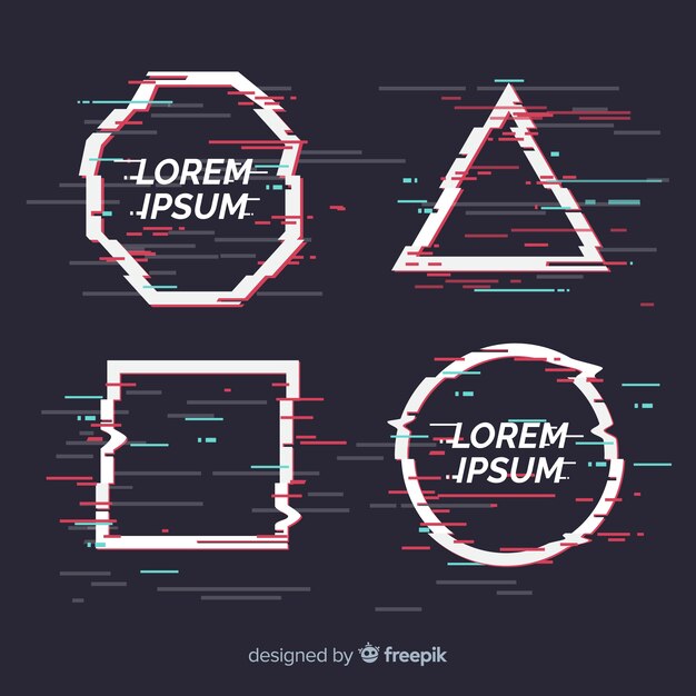 Conjunto de formas geométricas glitch