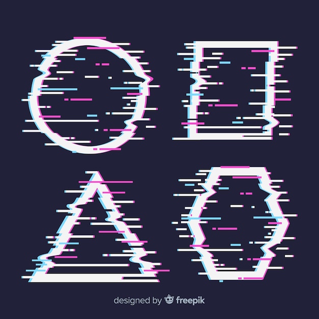 Conjunto de formas geométricas glitch