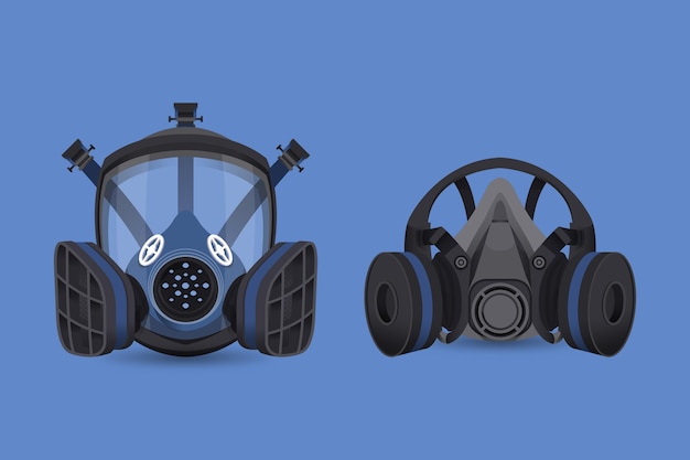 Vector gratuito conjunto frontal de máscaras de gas