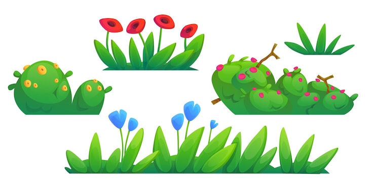 Vector gratuito conjunto de fronteras de hierba verde