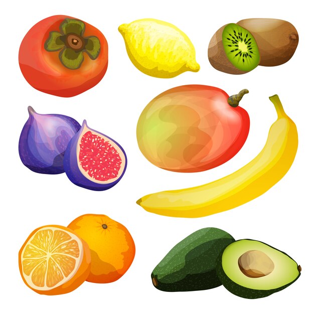 Conjunto de frutas exóticas