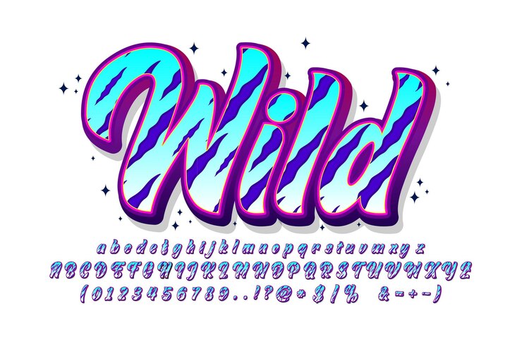 Vector gratuito conjunto de fuente de alfabeto de pincel moderno fuente de graffiti de estilo juvenil