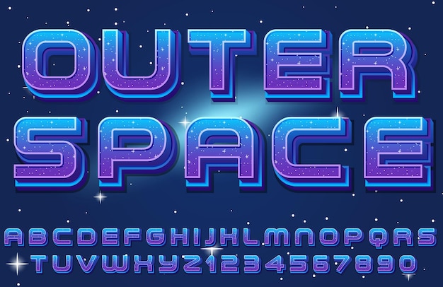 Vector gratuito un conjunto de fuentes de espacio del alfabeto inglés en el fondo del espacio