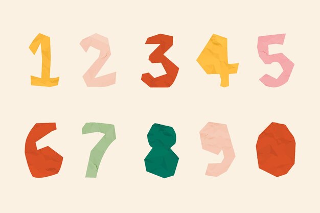 Conjunto de fuentes de tipografía de doodle de número