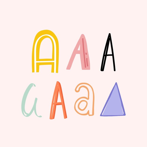 Un conjunto de fuentes de vector de tipografía de garabato de letras