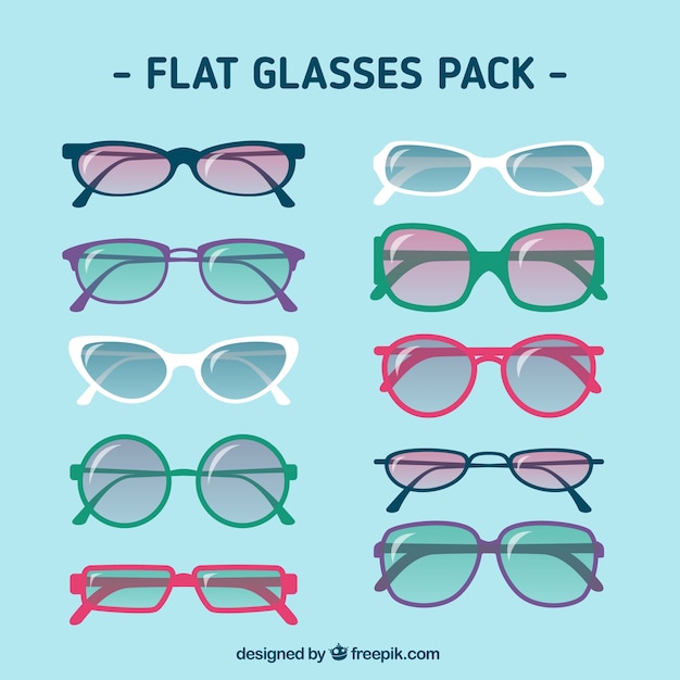 Vector gratuito conjunto de gafas planas