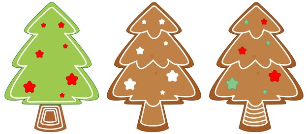 Vector gratuito conjunto de galletas de árbol de navidad