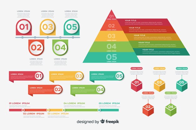Conjunto geométrico de plantilla de elementos de infografía