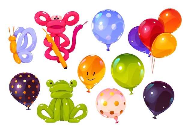 Conjunto de globos de cumpleaños de estilo de dibujos animados