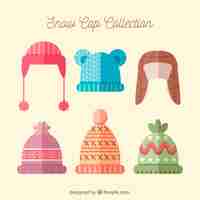 Vector gratuito conjunto de gorros de invierno