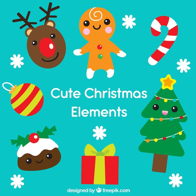 Conjunto gracioso de elementos de navidad