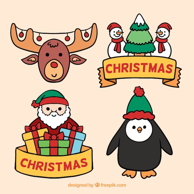 Vector gratuito conjunto gracioso de elementos de navidad