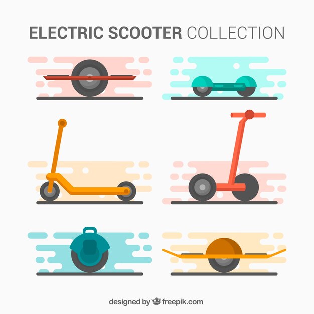 Conjunto gracioso de scooters electrónicos