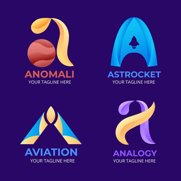 Conjunto de gradiente una plantilla de logotipo