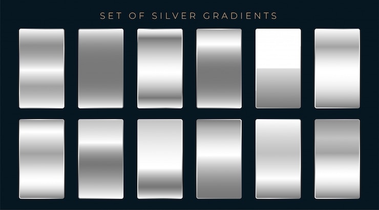 Vector gratuito conjunto de gradientes de plata o platino.