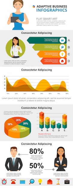 Conjunto de gráficos infografía concepto de marketing y análisis