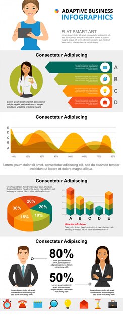 Conjunto de gráficos infografía concepto de marketing y análisis