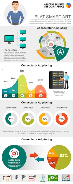 Conjunto de gráficos infografía concepto de tecnologías de la información