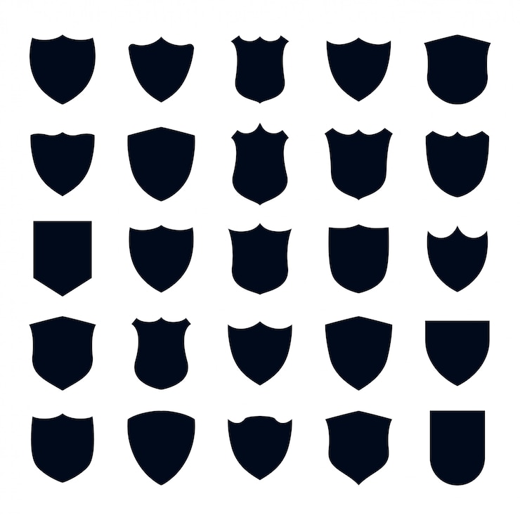 Vector gratuito conjunto grande de conjunto de escudo plano