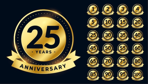 Conjunto grande de etiquetas de aniversario de bodas de oro