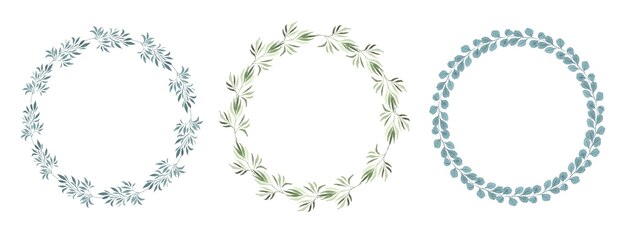 Conjunto de guirnalda floral acuarela hecha a mano