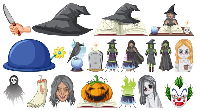 Conjunto de Halloween con bruja y zombie