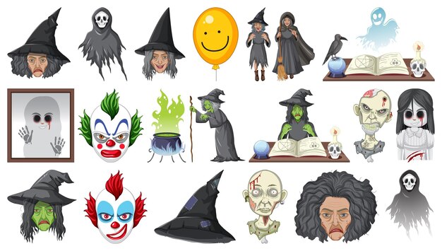 Conjunto de Halloween con monstruos aterradores.