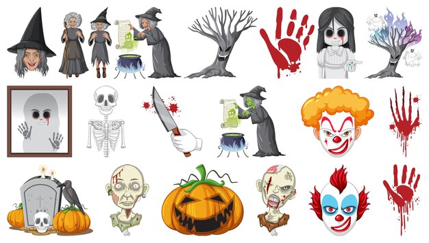Conjunto de Halloween con monstruos aterradores.